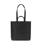 Offering a more casual approach to workwear wardrobes, this elegant tote is crafted with a classic vertical silhouette in Saffiano-printed leather. It can be worn in a variety of ways, either with the short leather handles or longer fabric handles that can be hidden inside the bag when not in use. The tote’s modular design allows for seamless personalization with smaller bags from the collection.